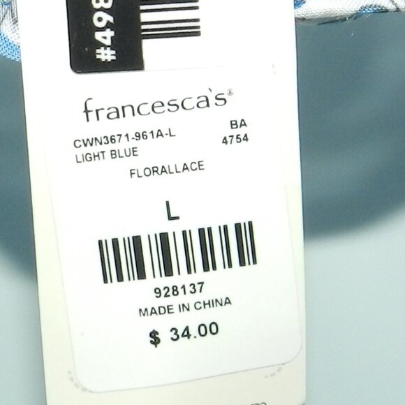 Francesca's floral print crochet trim crop top Size Large 🆕📦⌚🏃💨⚡🚚 - Picture 14 of 16